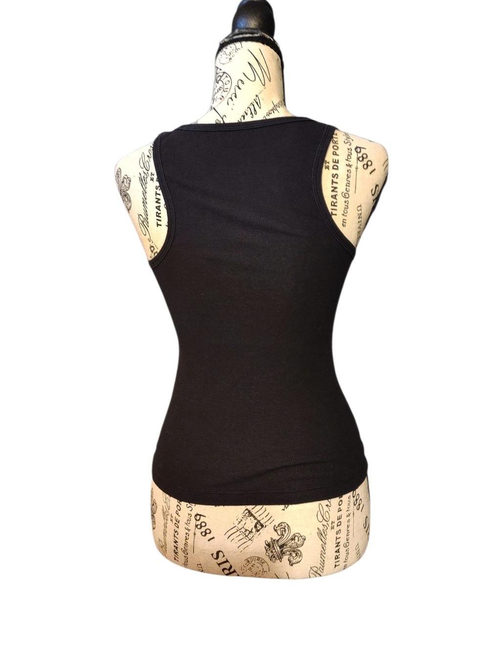 Miss Sixty Black Ribbed Gothic Logo Tank, X-Small - Picture 3 of 4